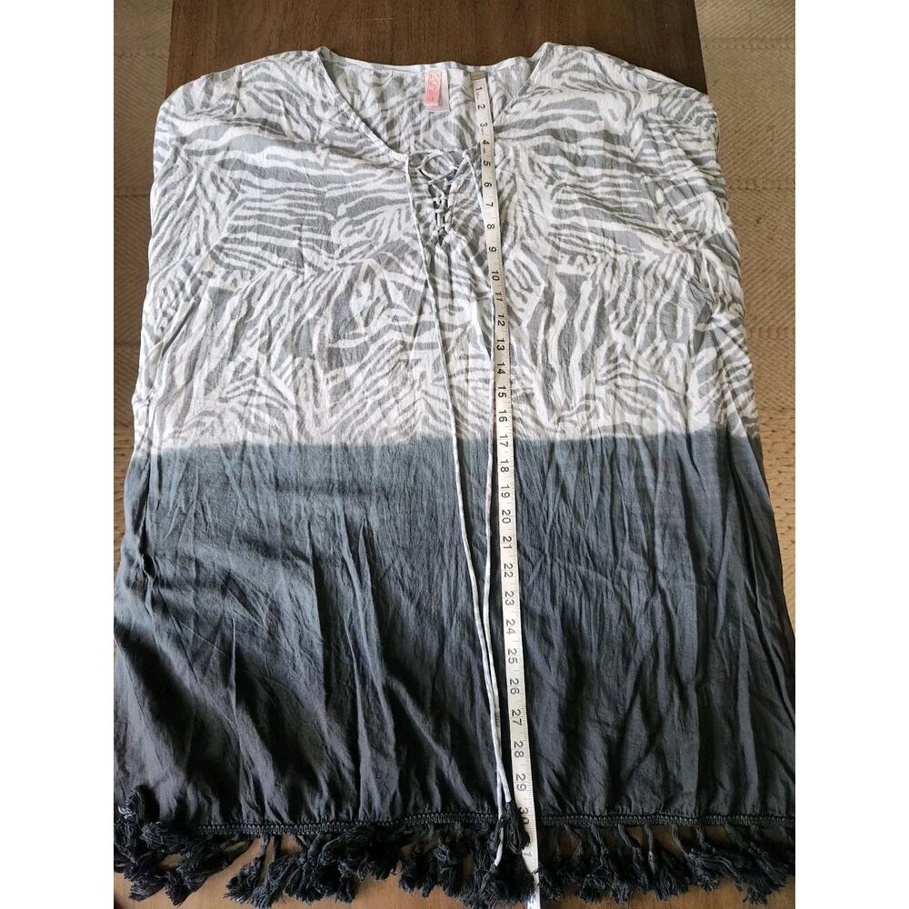 2chillies Australia Swimwear Cover Up Dress Gray Zebra Tie Dye 100% Cotton M - Picture 5 of 7